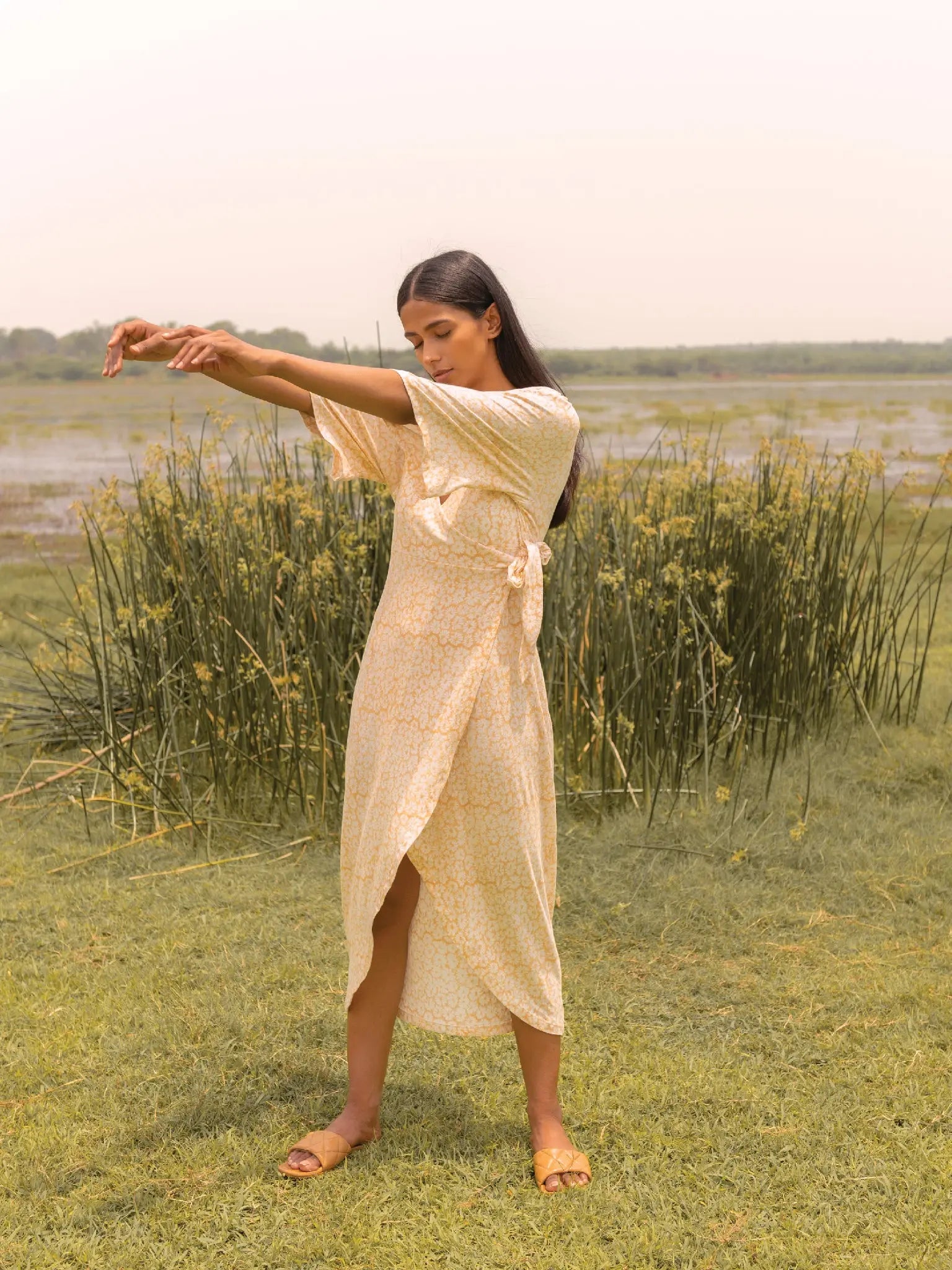 Sunshine Wrap Dress - Almond Story