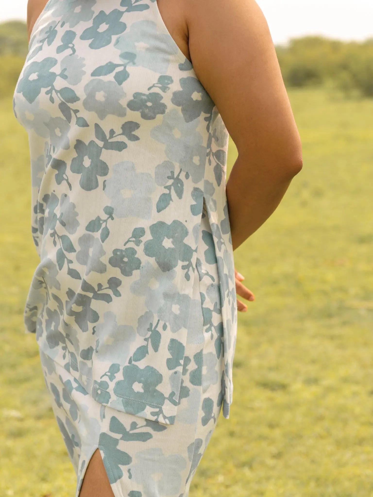 Pansy Mock Neck Top - Almond Story