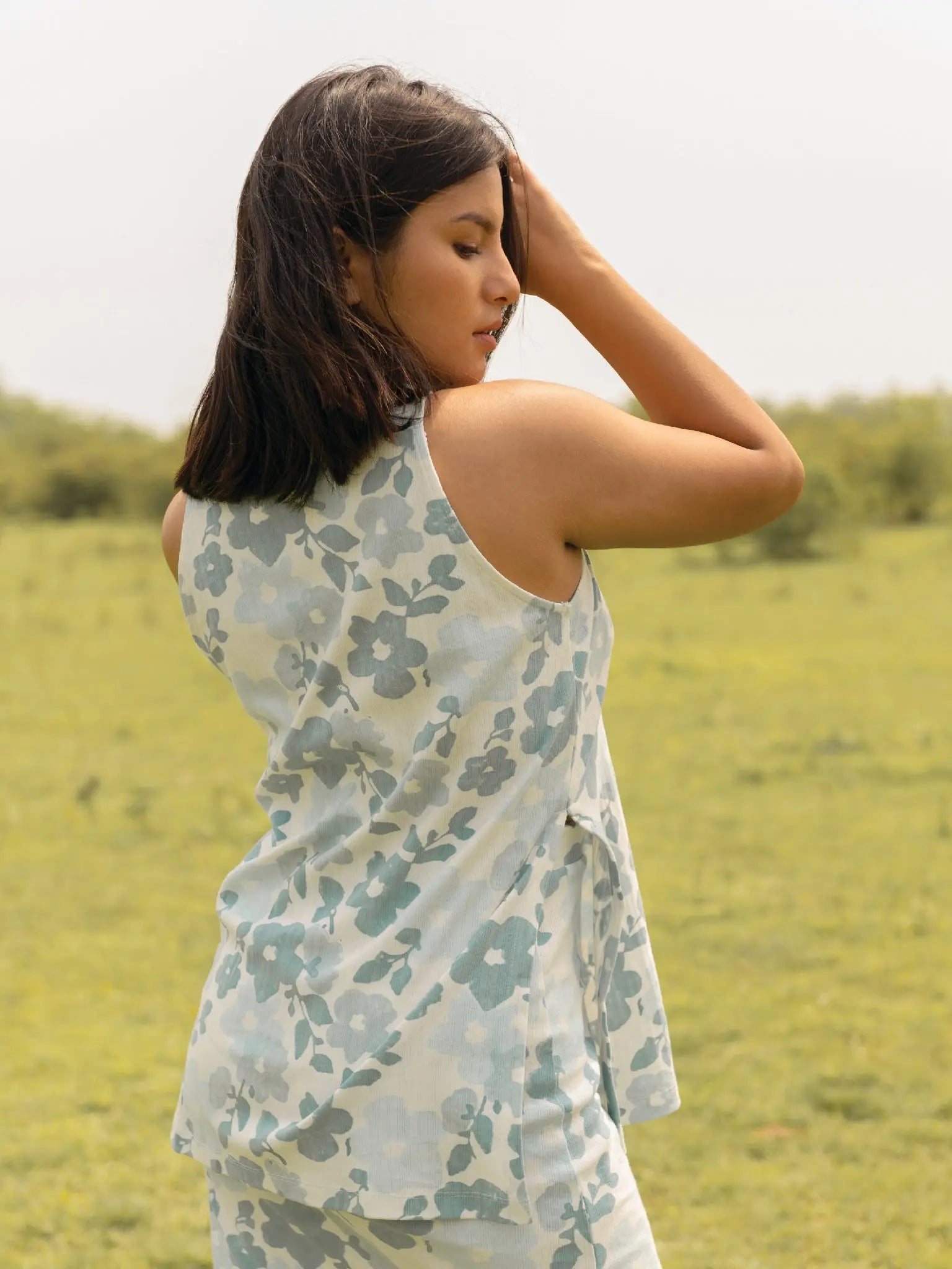 Pansy Mock Neck Top - Almond Story