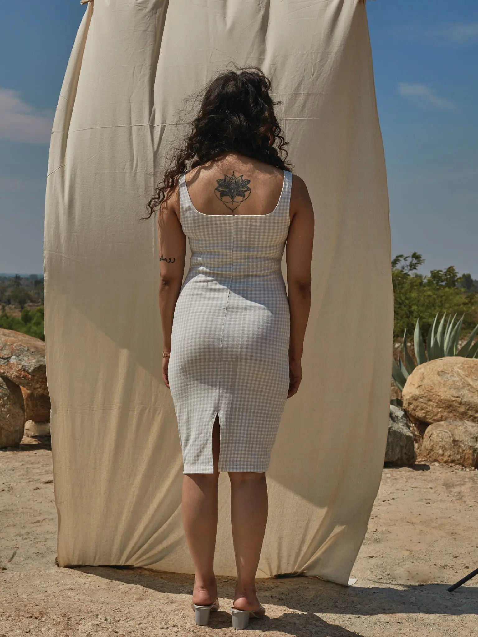 Cottage Checks Bodycon Dress - Almond Story