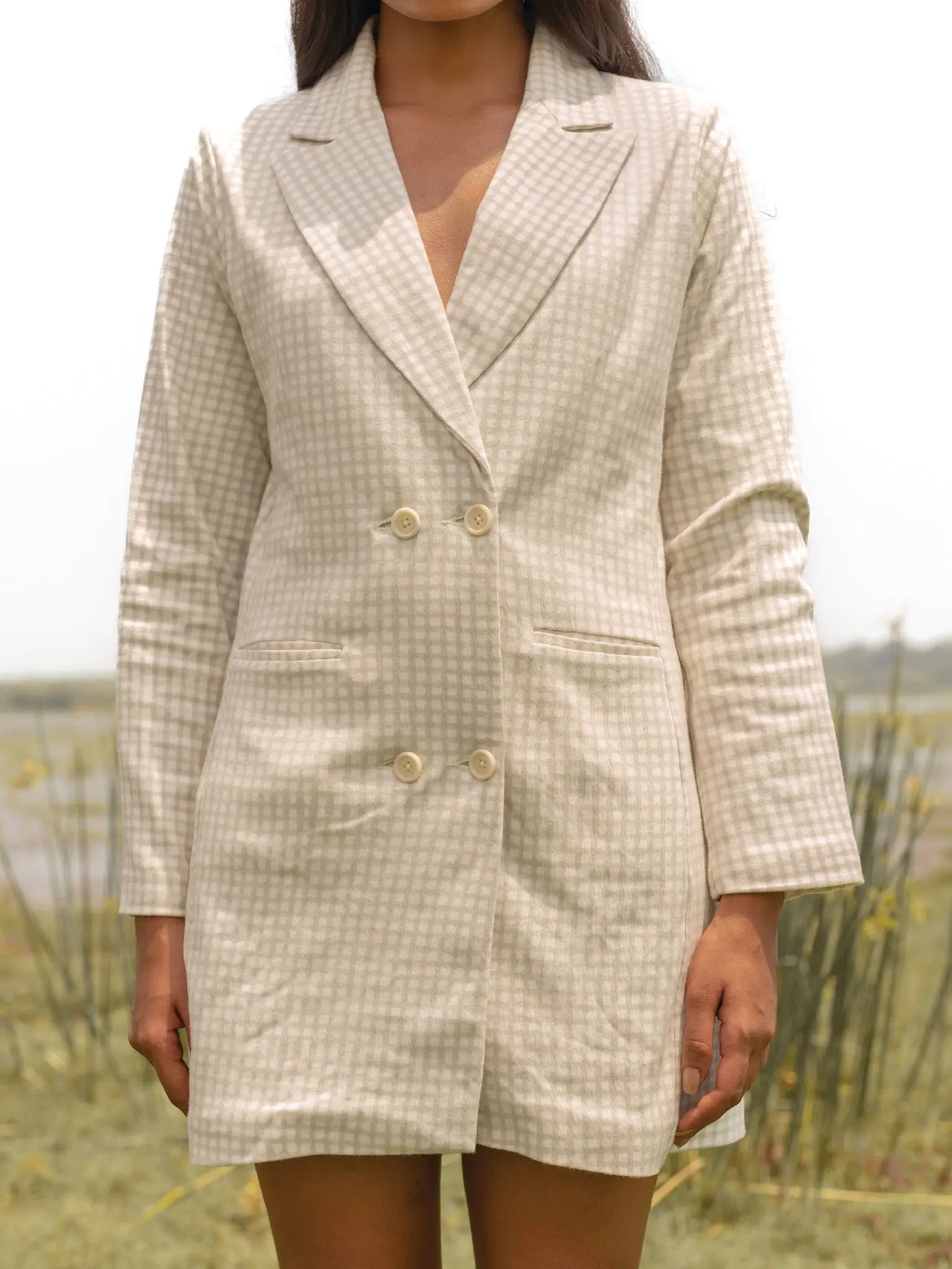 Cottage Checks Blazer Dress - Almond Story