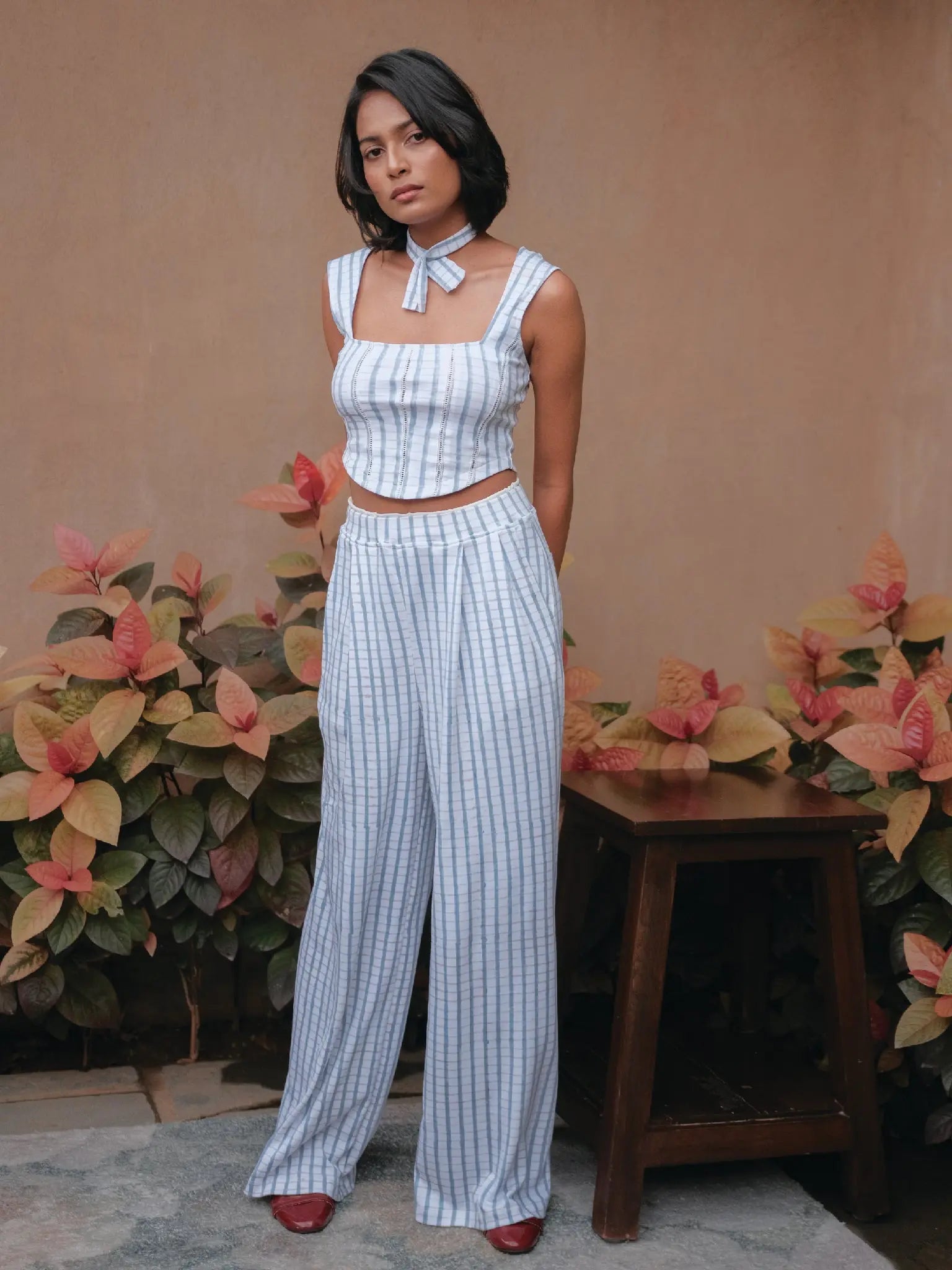 Double Waisted Wide Leg Trousers - Almond Story