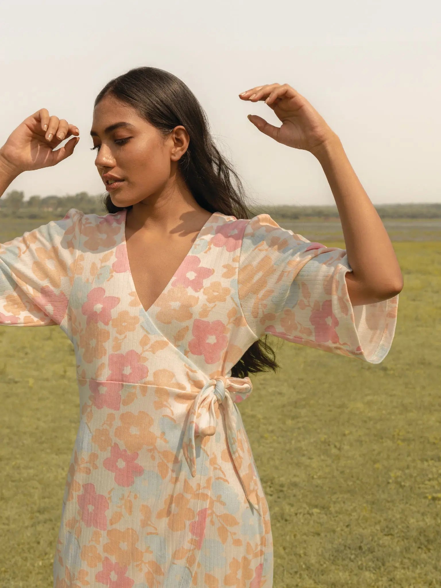 Meadow Wrap Dress - Almond Story